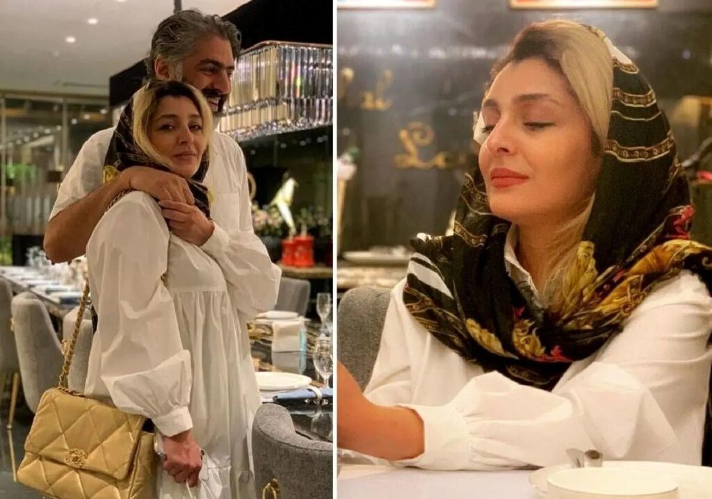 سارا بیات و همسر در یک رستوران شیک در اروپا