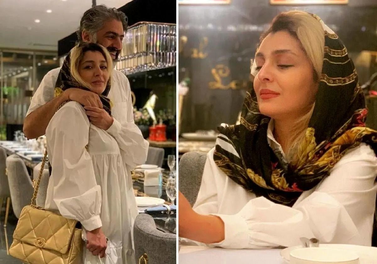 سارا بیات و همسر در یک رستوران شیک در اروپا