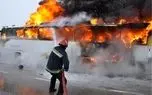 اتوبوس مسافربری جیرفت طعمه حریق شد