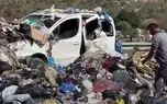 لحظه واژگونی یک کامیون حامل زباله در رام‌‌الله