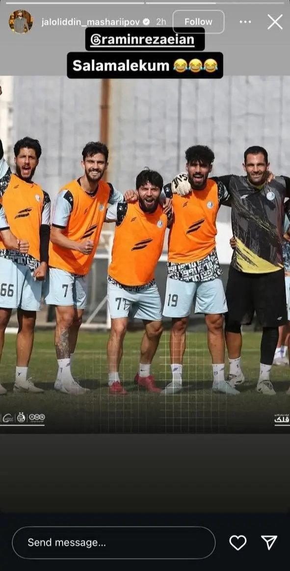 دیسک بک رامین رضاییان به مشاریپوف در تمرین استقلال + عکس