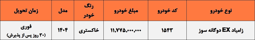 طرح فروش فوری ویژه زامیاد 1404