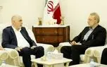 دیدار رئیس شورای رهبری حماس با لاریجانی در دوحه