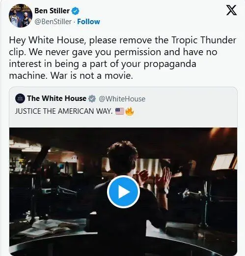 اعتراض یک بازیگر مشهور: از فیلم من برای تبلیغ جنگ علیه ایران استفاده نکنید / واکنش به ترامپ