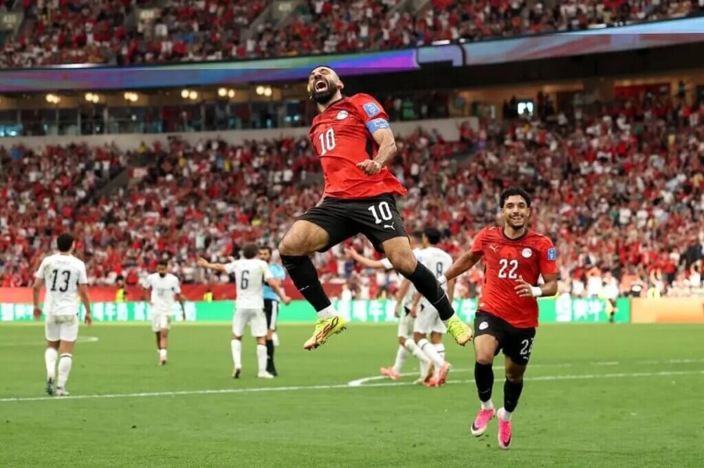 شادی محمد صلاح پس از صعود مصر به مرحله حذفی جام جهانی برای اولین بار