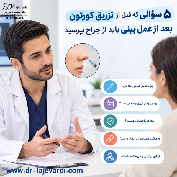 5 سؤالی که قبل از تزریق کورتون بعد از عمل بینی باید از جراح بپرسید